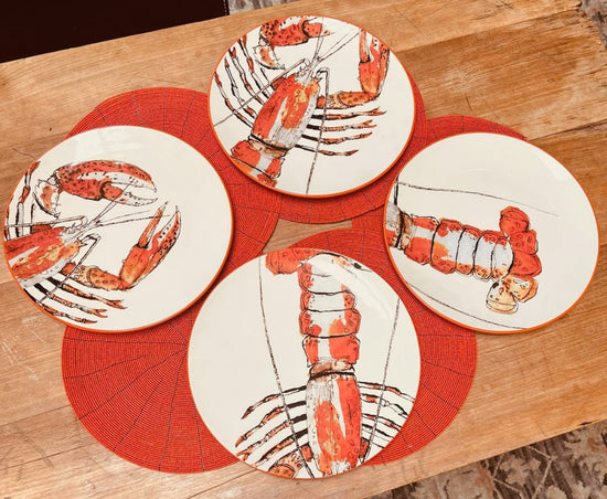 Vintage Williams Sonoma Seafood /Lobster Dinner Plates   SET OF 4