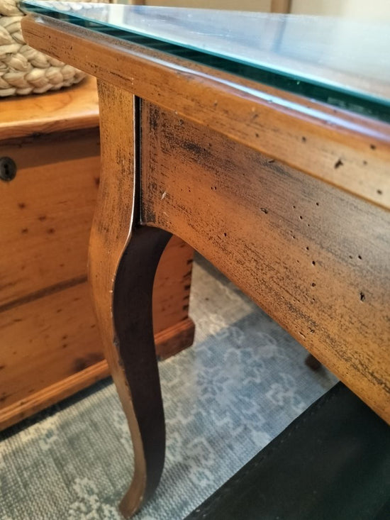Embossed Leather Top Antique Desk