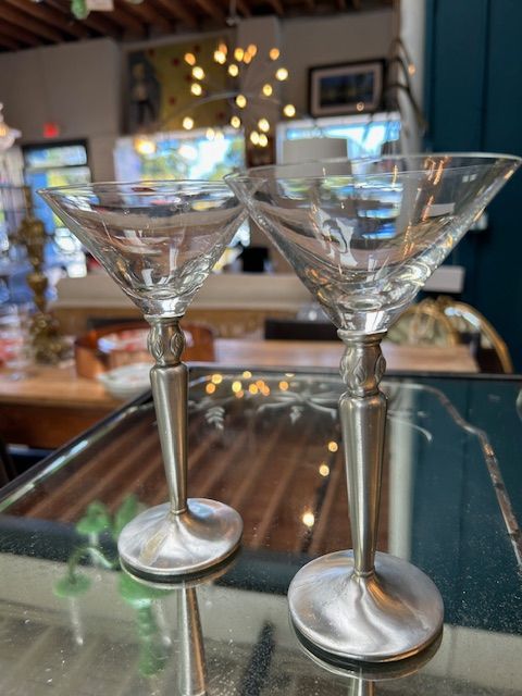 Vintage Pewter Martini Glasses by Seagull of Canada   PAIR