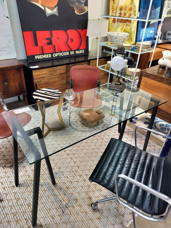 Glass & Metal Tripod Table/Desk