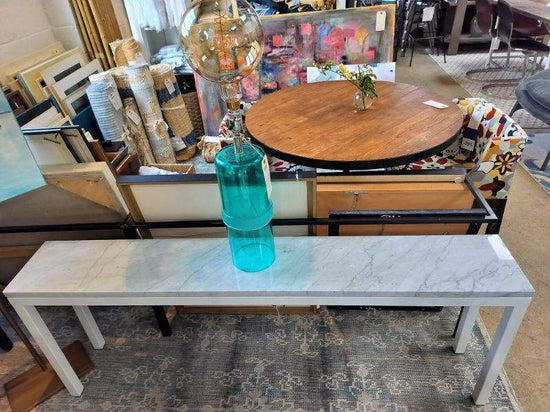 White Marble Top Metal Base Linear Console Table