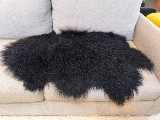 Black Curley Mongolian Tibetan Lamb Fur
