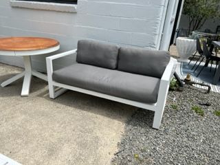 Belvedere Love Seat Sofa in White Aluminum