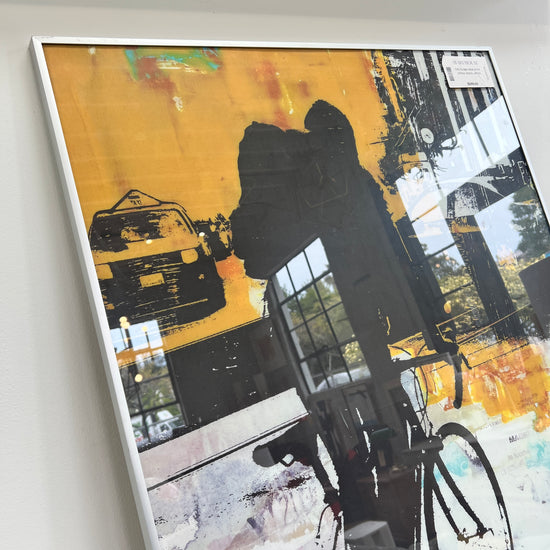 Art framed bike and cityscape