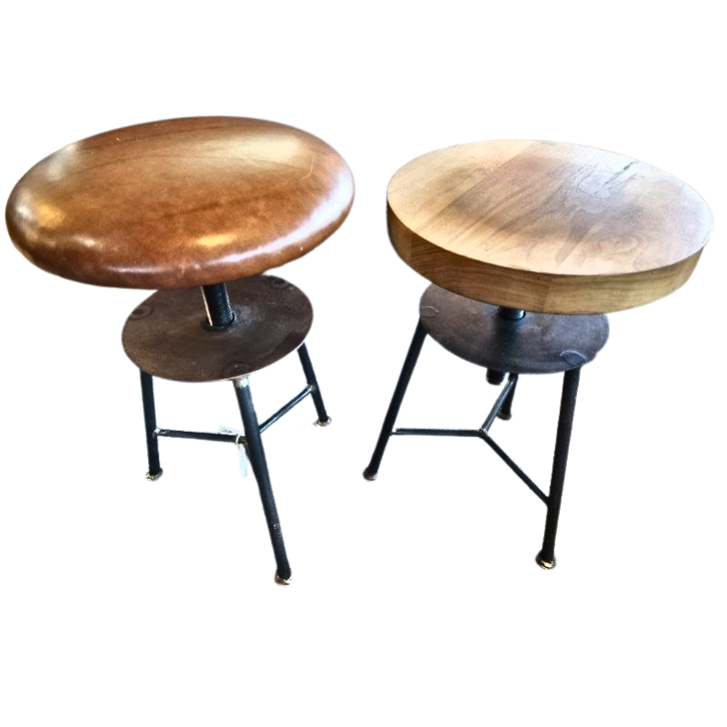 Adjustable Height Piston Stool Leather Seat &amp; Metal Base.