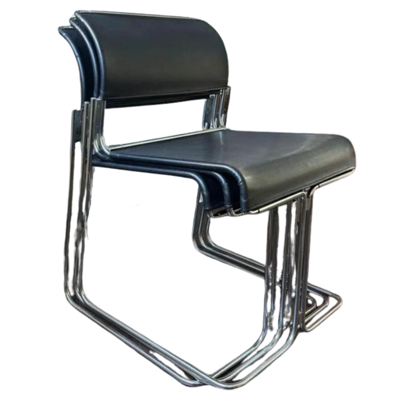 OFF SITE Harter Tablet Chairs in Leather &amp; Chrome