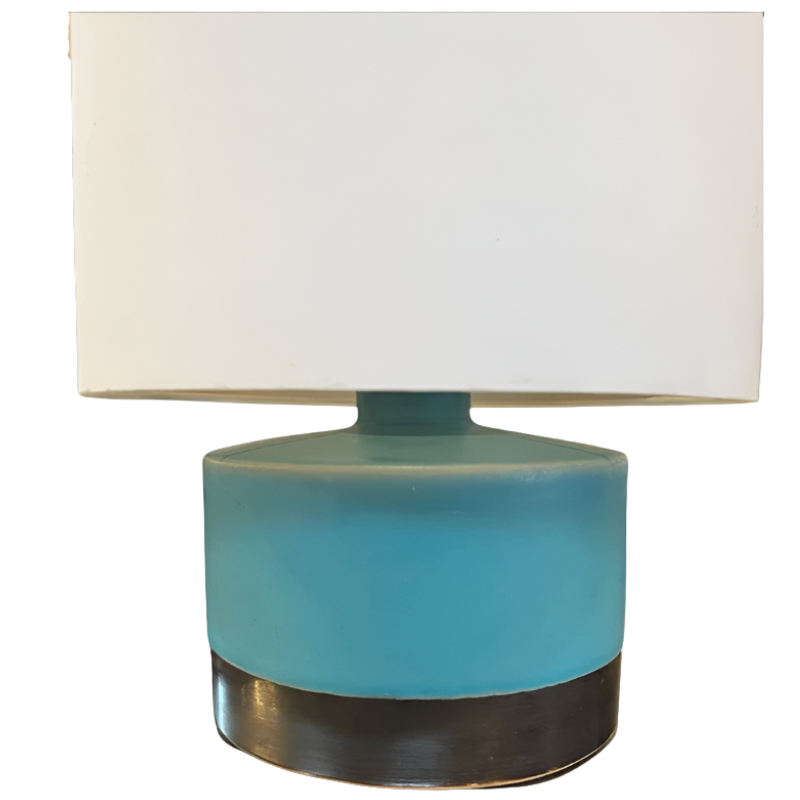 Vintage Turquoise &amp; Charcoal Ceramic Table Lamp