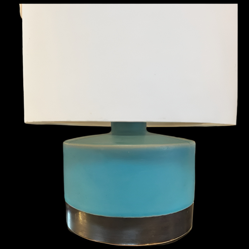 Vintage Turquoise &amp; Charcoal Ceramic Table Lamp