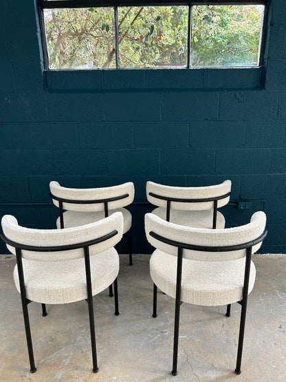 Cb2 Inesse Boucle Ivory Dining Chair SET OF 4