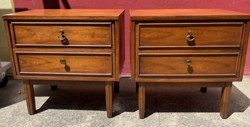 Drexel MCM Walnut Nightstands from the 70&