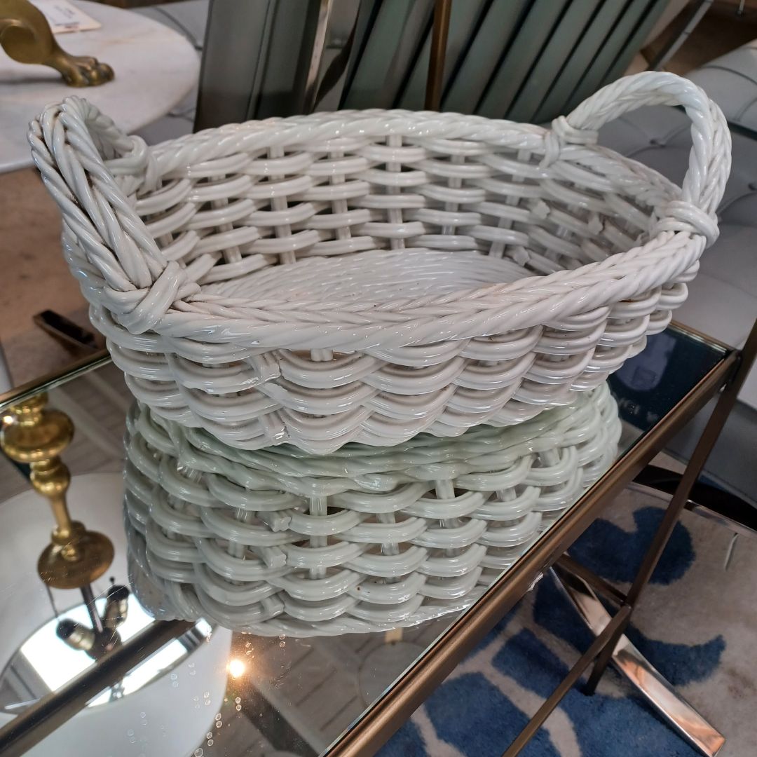 Vintage Italian Pottery. Woven Basket.