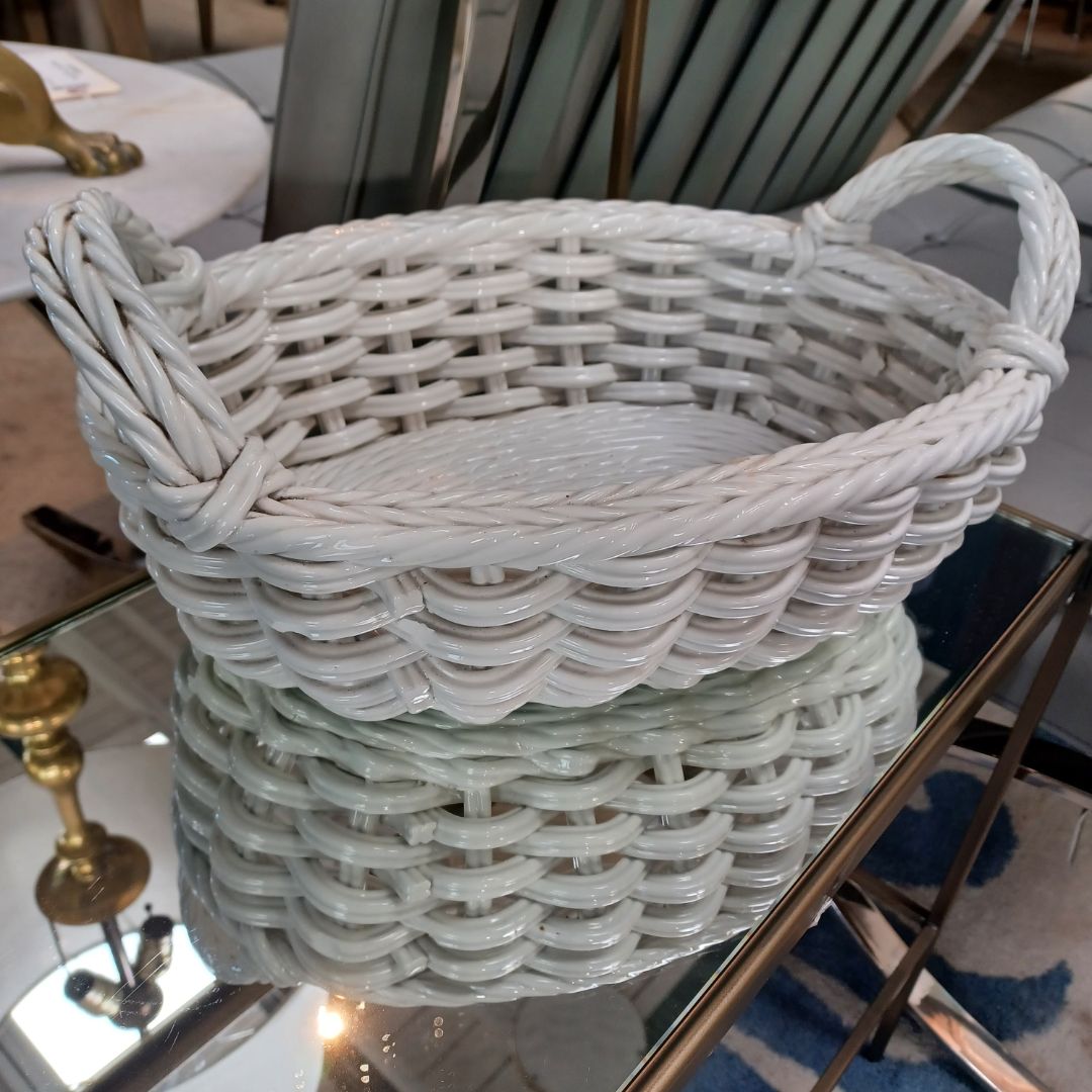 Vintage Italian Pottery. Woven Basket.