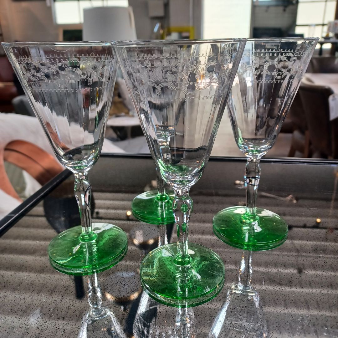 Clear Crystal With Green Base Glasses