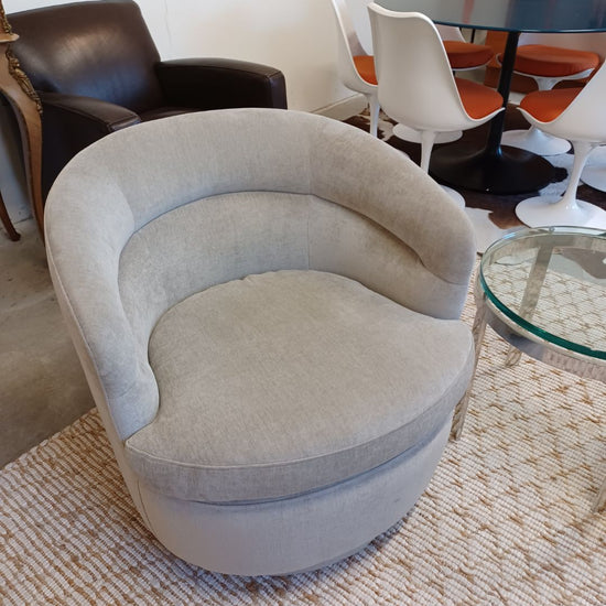 Viv Swivel Chair in Dune Distressed Velvet (orig. retail $699)