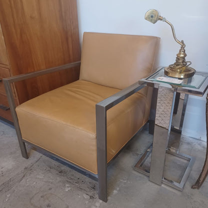 Room &amp; Board Steel Frame Caramel/ Mustard Leather Arm Chair