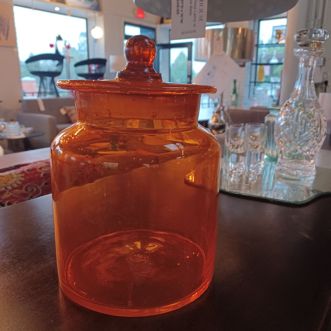 Orange Glass Jar With Lid