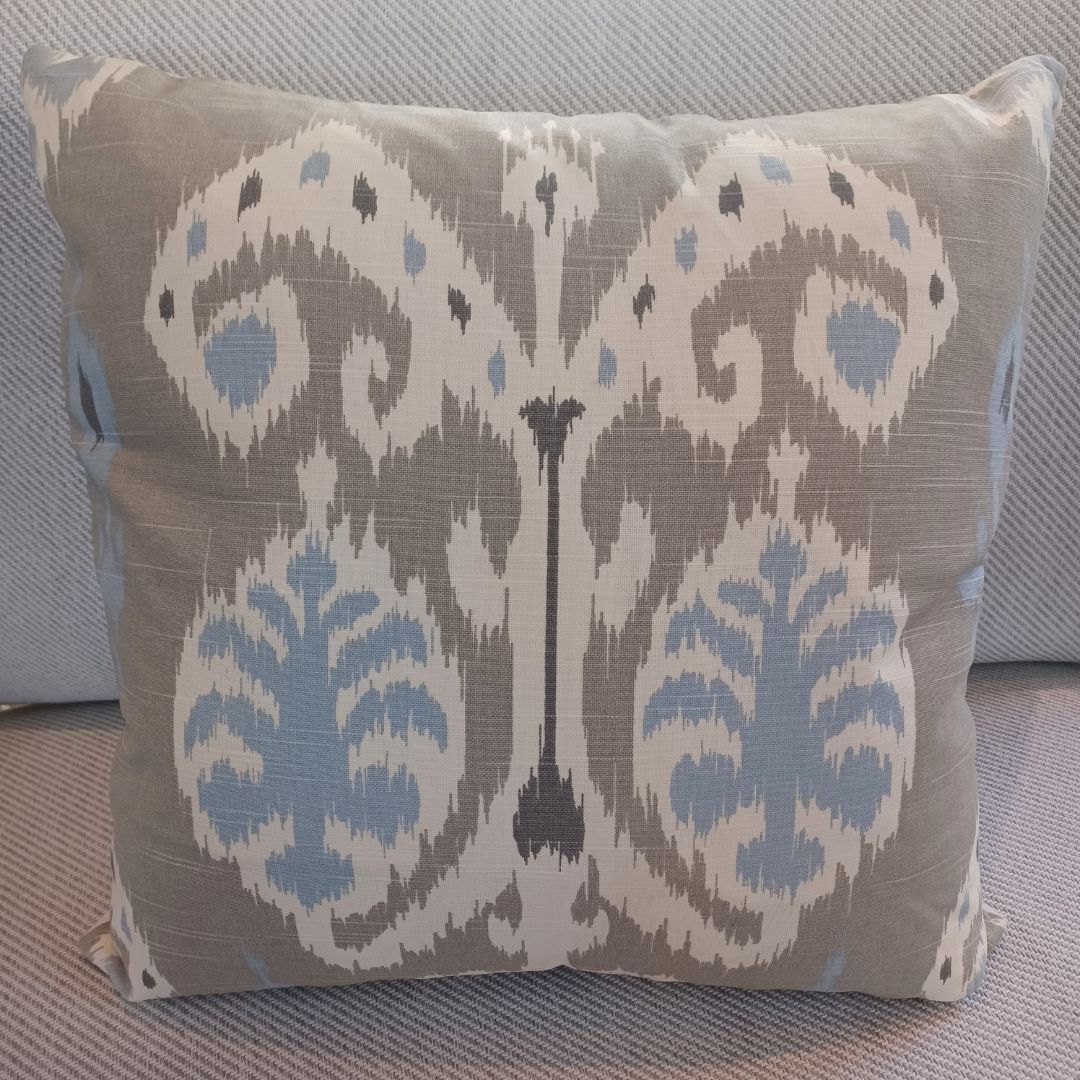 *Blue, White, Tan Ikat Design. Brand New. Down Filled.