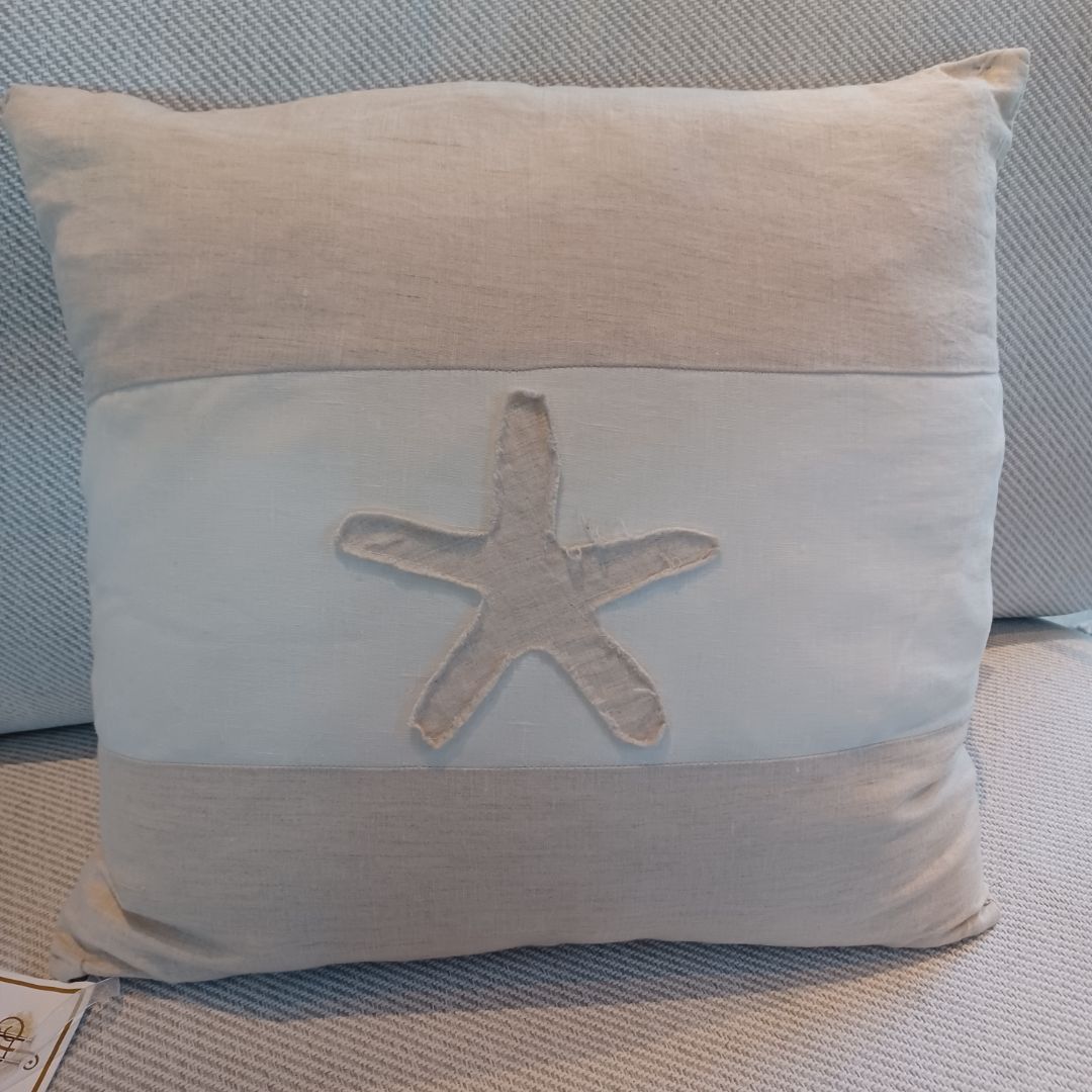 *Pillow. Starfish Design. Linen. Brand New . Down Filled.