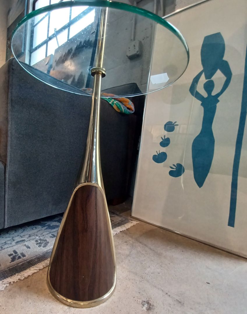 *Mid Century Modern Floor Lamp With Glass Side Table