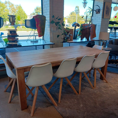 Solid Teak Modern Farm Dining Table &amp; Bench