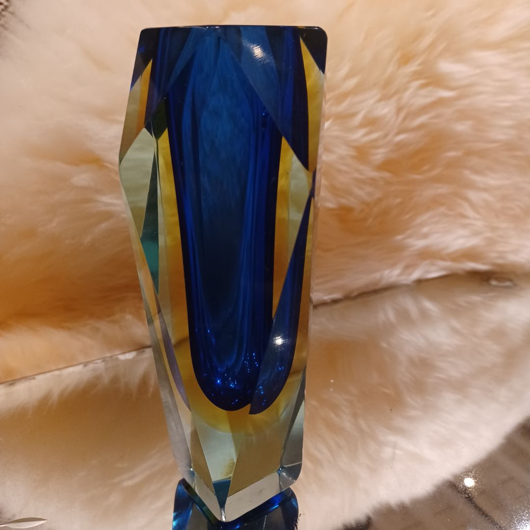 Vintage Sommerso Murano Glass Blue  Vase