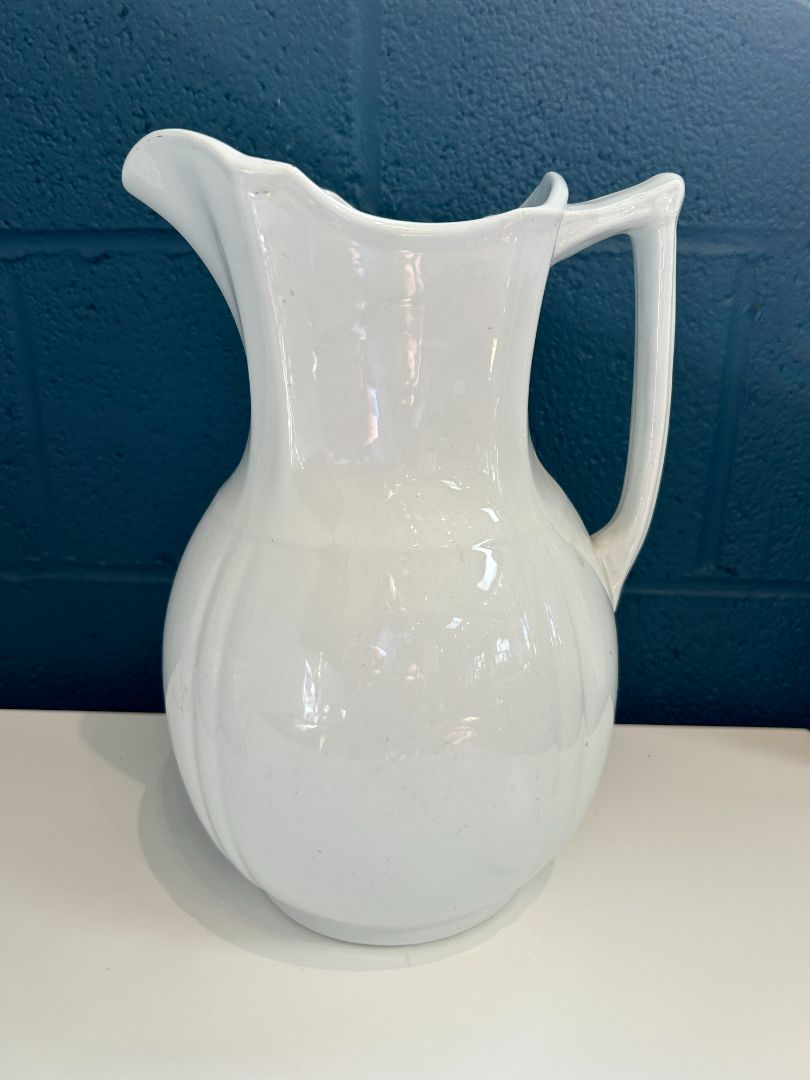 Large White Ceramic Pitcher from England