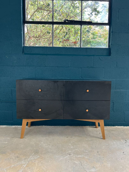 West Elm Black 4 Drawer MCM Style Sideboard or Dresser