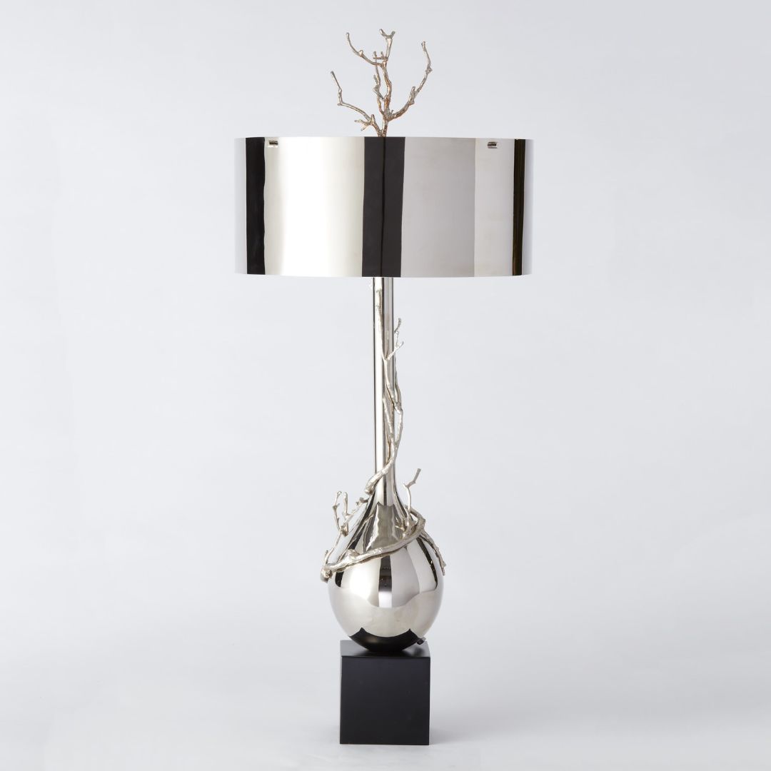 Global Views Twig Bulb Table Lamp. Nickel Finish.