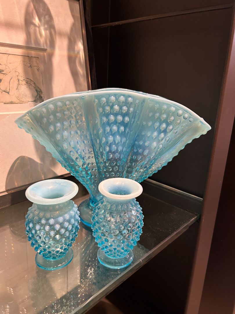 Vintage Fenton Hobnail Vase and bud vases