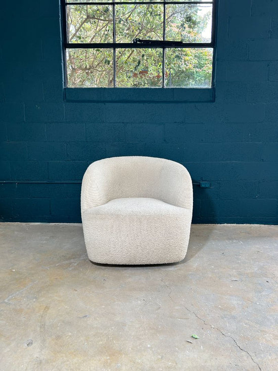 CB2 Gwyneth Ivory Boucle Swivel Chair- Each