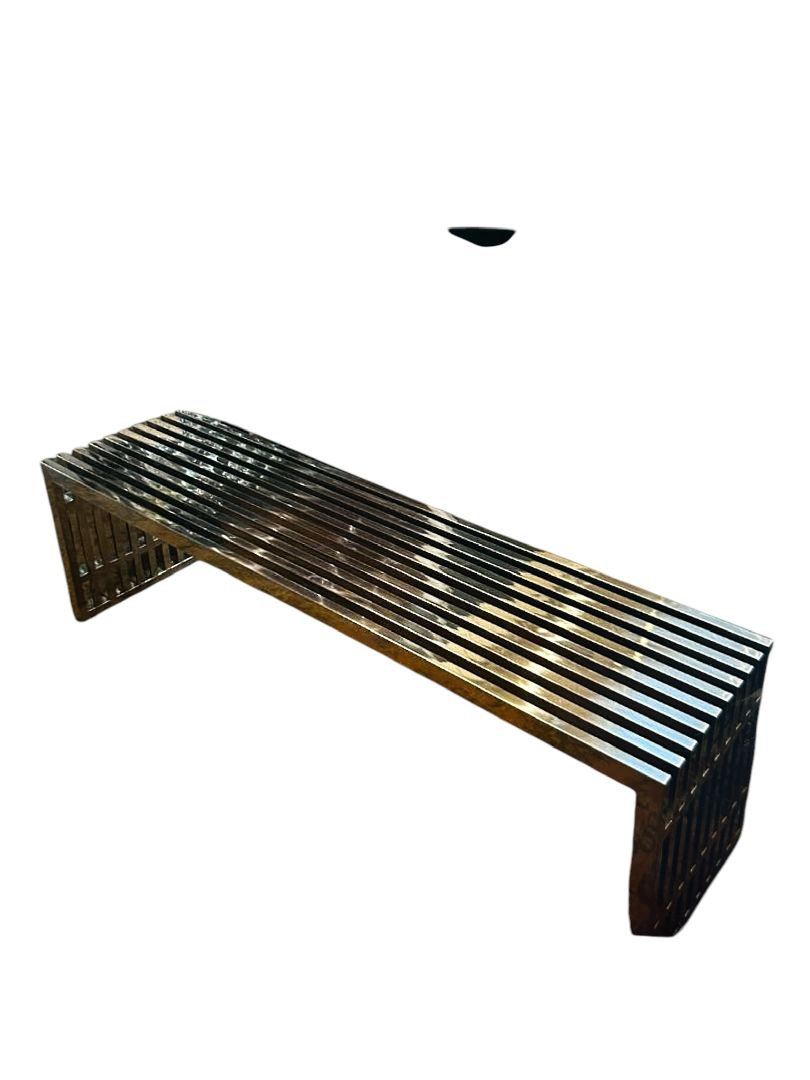 Milo Baughman Style Chrome Slat Bench/Coffee Table