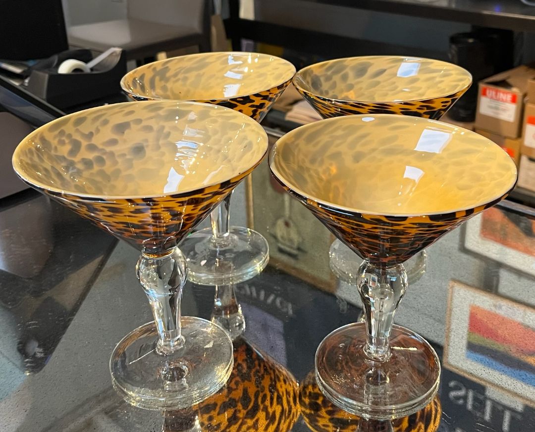 Handblown &quot;Tortoise&quot; Martini/Dessert Glasses