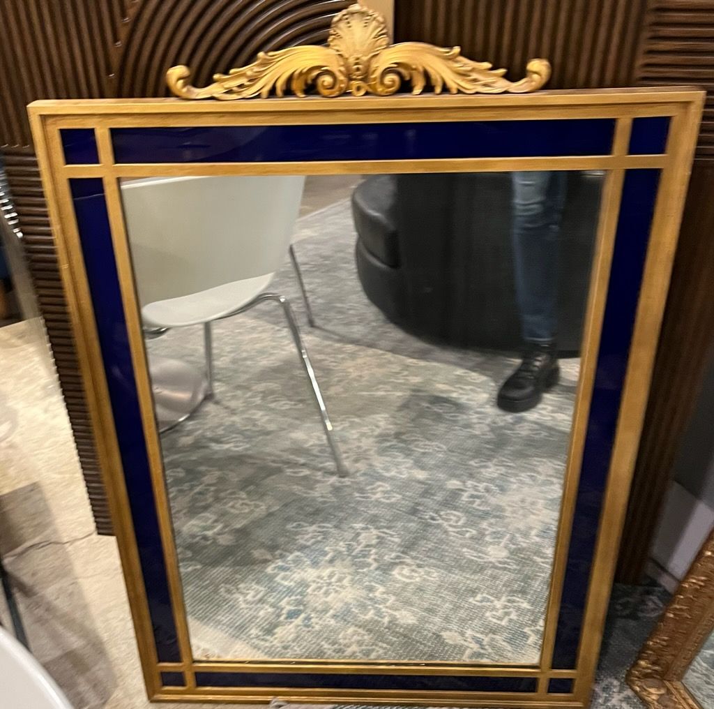 Vintage Italian Regency Blue &amp; Gold Mirror