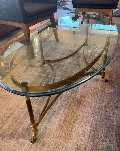 Late 20th Century Vintage La Barge Brass & Glass Coffee Table