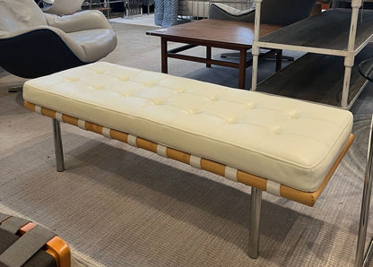 Andalucha White Leather Bench