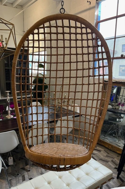 Vintage Mid Century Hanging Rattan Chair