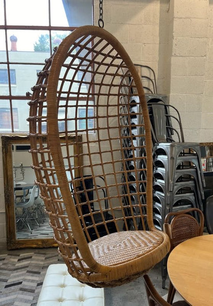 Vintage Mid Century Hanging Rattan Chair