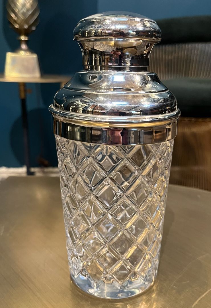 Vintage Diamond Pattern Cocktail Shaker