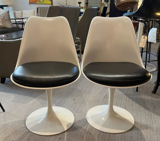 Pair of Authentic Knoll Tulip Swivel Chairs with leather cushions