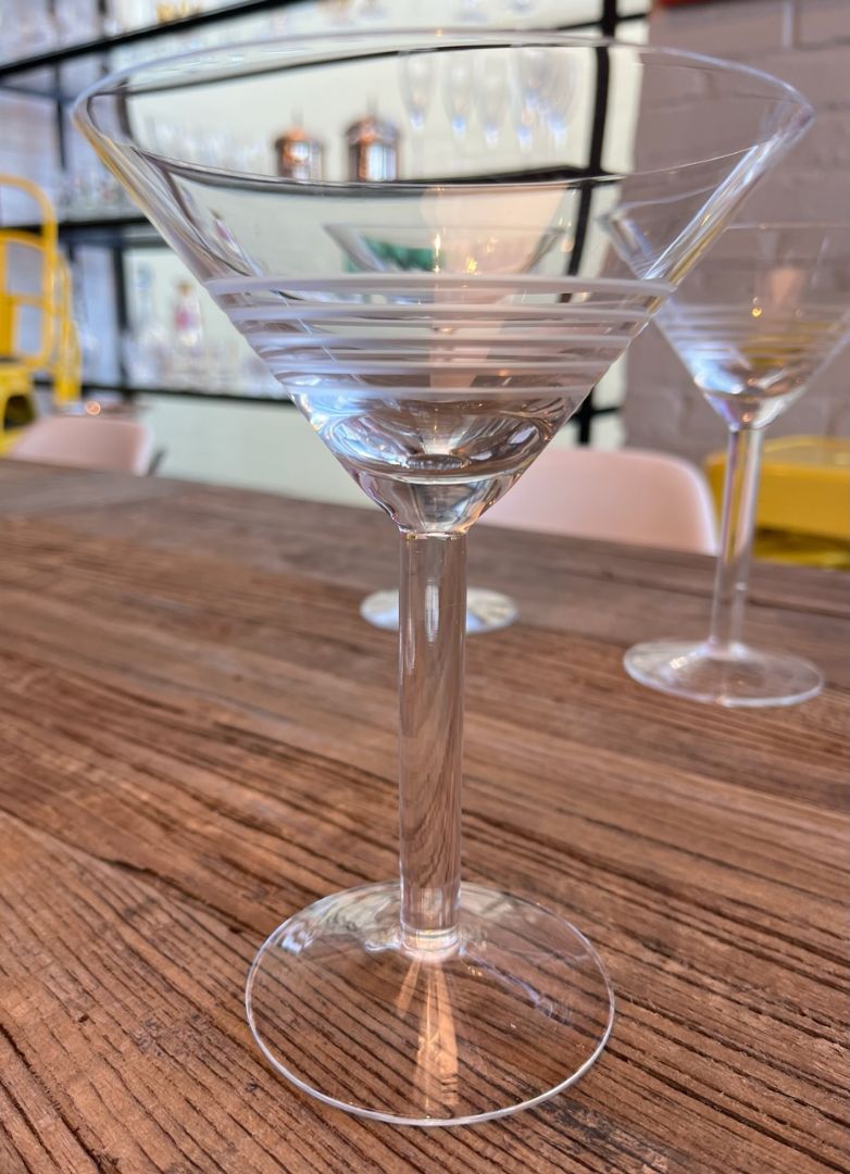 Vintage Metropolitian Crystal Etched Martini Glasses  SET OF 4