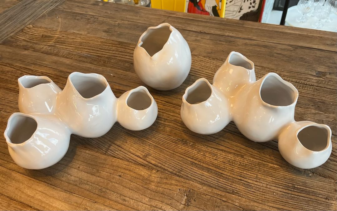 Unique White Barnacle Set of Bud Vases           SET OF 3