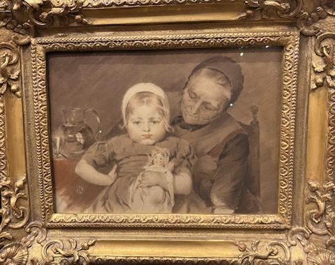 Original Art Grandmother with Baby, Late 19th - Early 20th Century