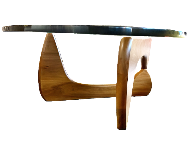 Herman Miller Noguchi Coffee Table with Walnut Base. Signed.