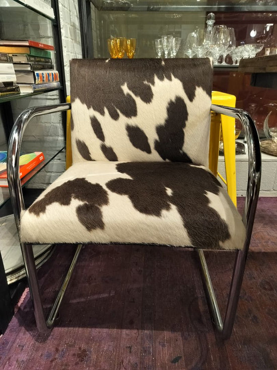 Custom Made Cowhide Chair with Chrome Frame