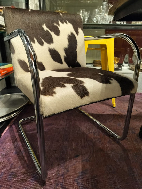 Custom Made Cowhide Chair with Chrome Frame
