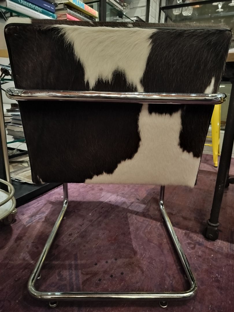 Custom Made Cowhide Chair with Chrome Frame