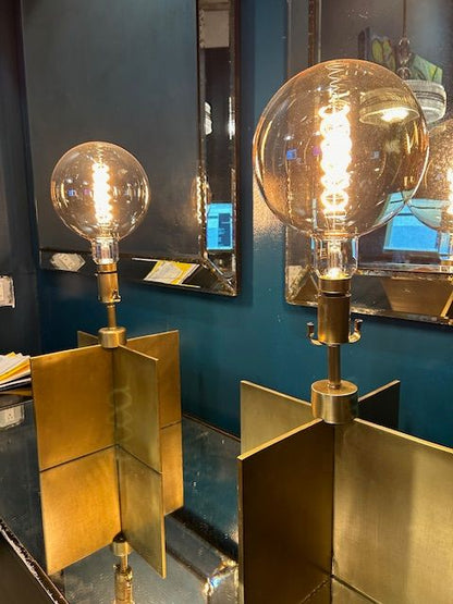 Custom &quot;Croisillion&quot; Lamps in the Style of Jean Michel Frank  PAIR