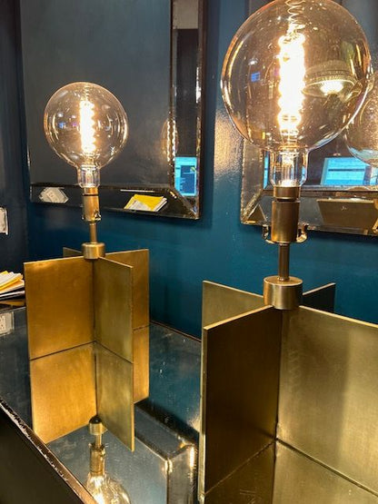 Custom &quot;Croisillion&quot; Lamps in the Style of Jean Michel Frank  PAIR