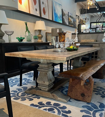 R H Salvaged Wood Trestle Dining Table