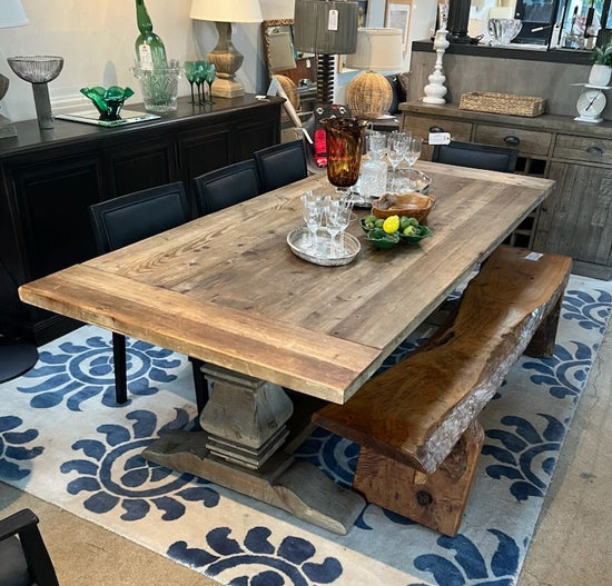 R H Salvaged Wood Trestle Dining Table